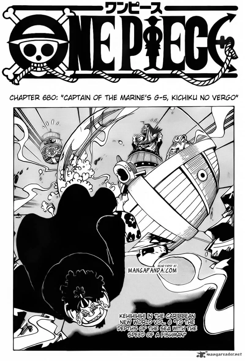 One Piece Chapter 680: Captain of the Marine's G-5, Kichiku no Vergo – Page 4