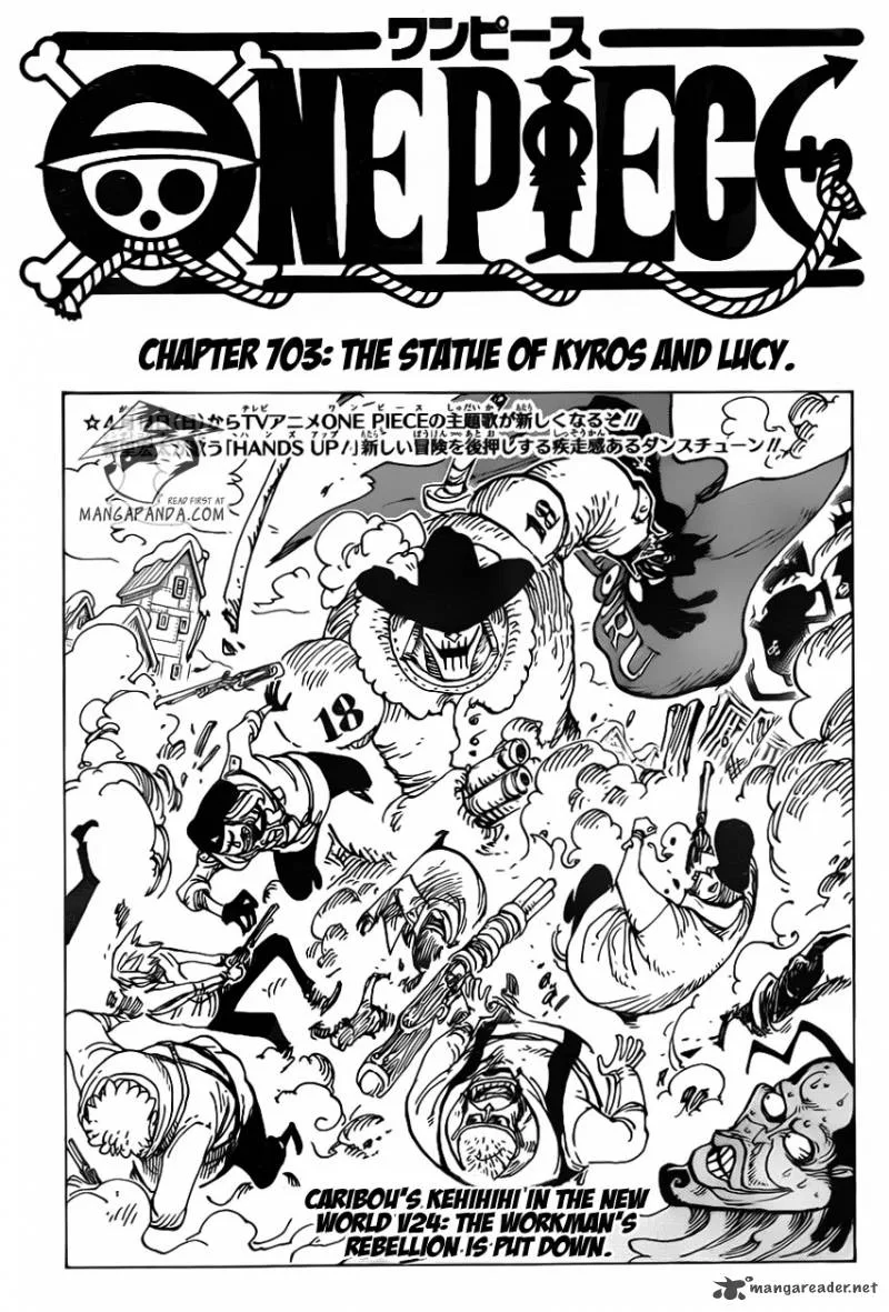 One Piece Chapter 704: The statue of Kyros and Lucy. – Page 3