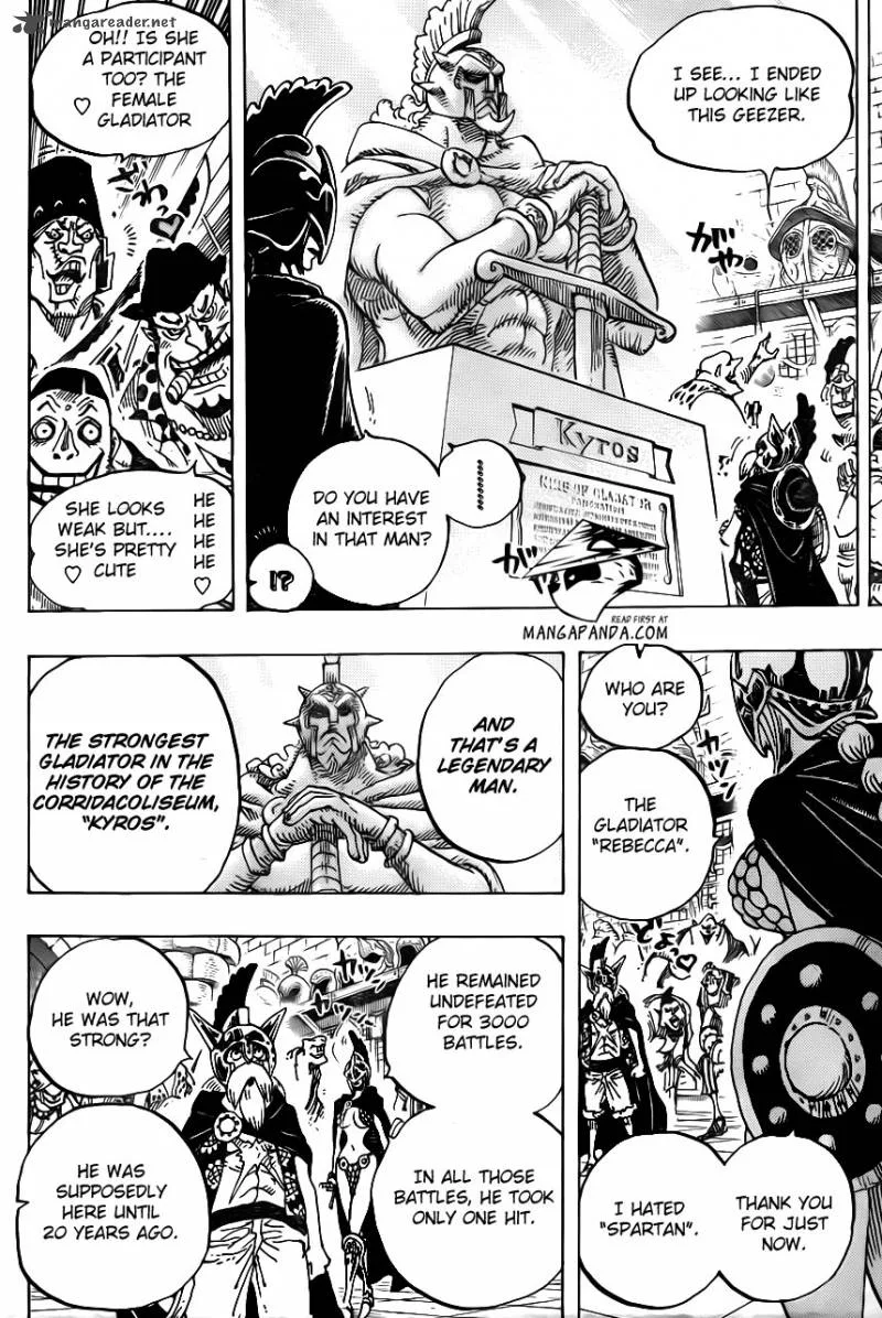 One Piece Chapter 704: The statue of Kyros and Lucy. – Page 16