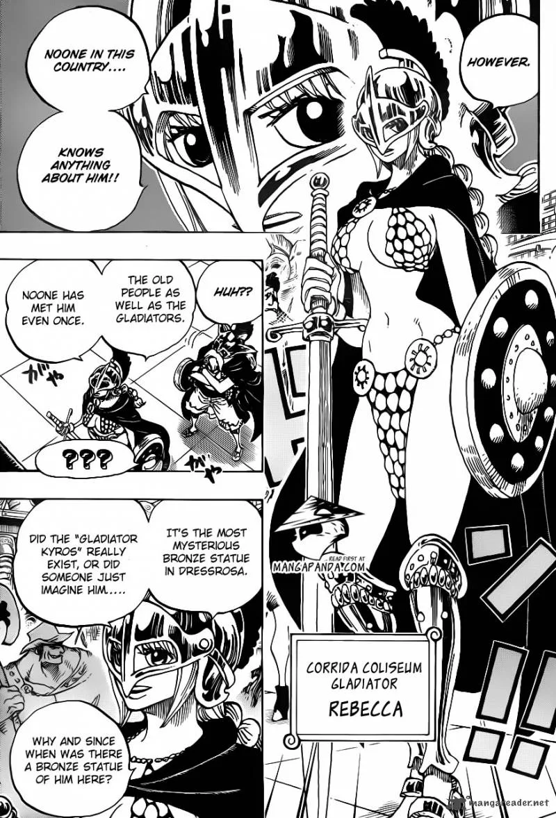 One Piece Chapter 704: The statue of Kyros and Lucy. – Page 17