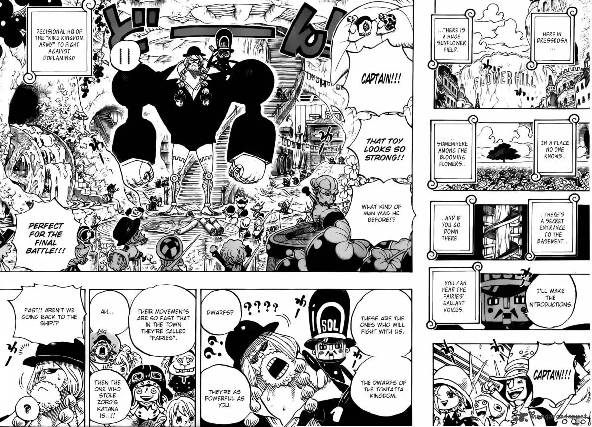 One Piece Chapter 718: The Riku kingdom army of the flower garden – Page 9